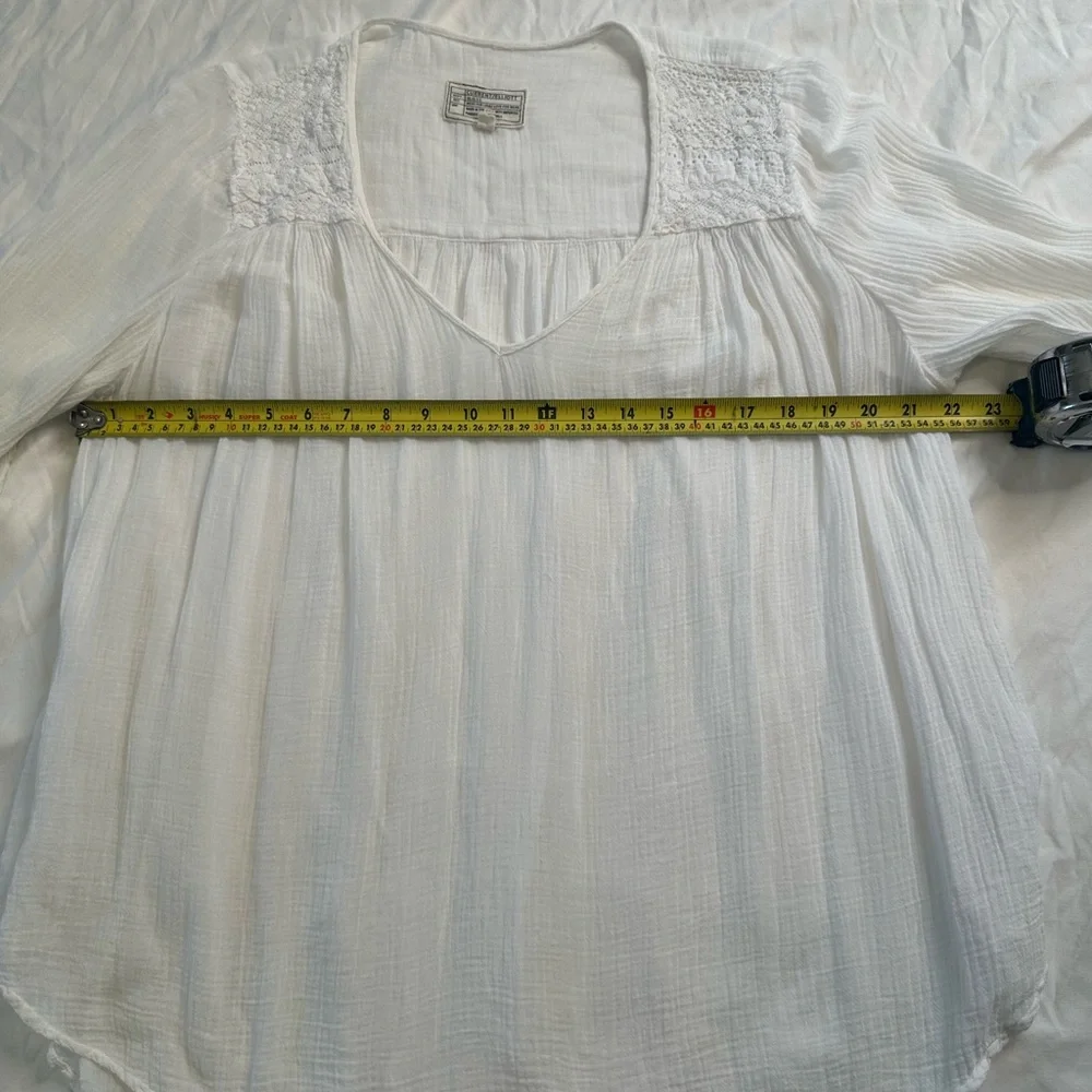 Current/Elliott White Boho Peasant Picnic Blouse Top Women’s Small Gauze Lace - Picture 12 of 13